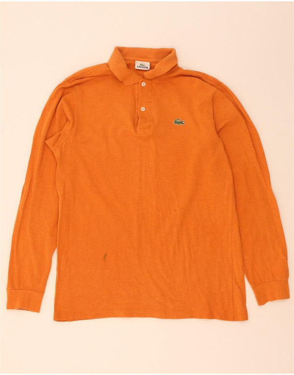Polo da uomo a maniche lunghe Lacoste taglia 4 in cotone arancione medio