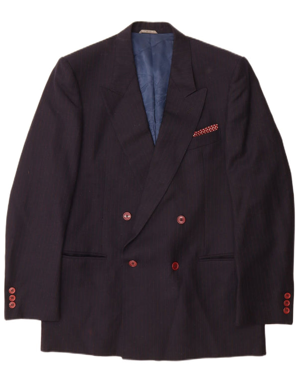 Giacca blazer doppiopetto da uomo Vesmoda UK 38 gessata media blu navy