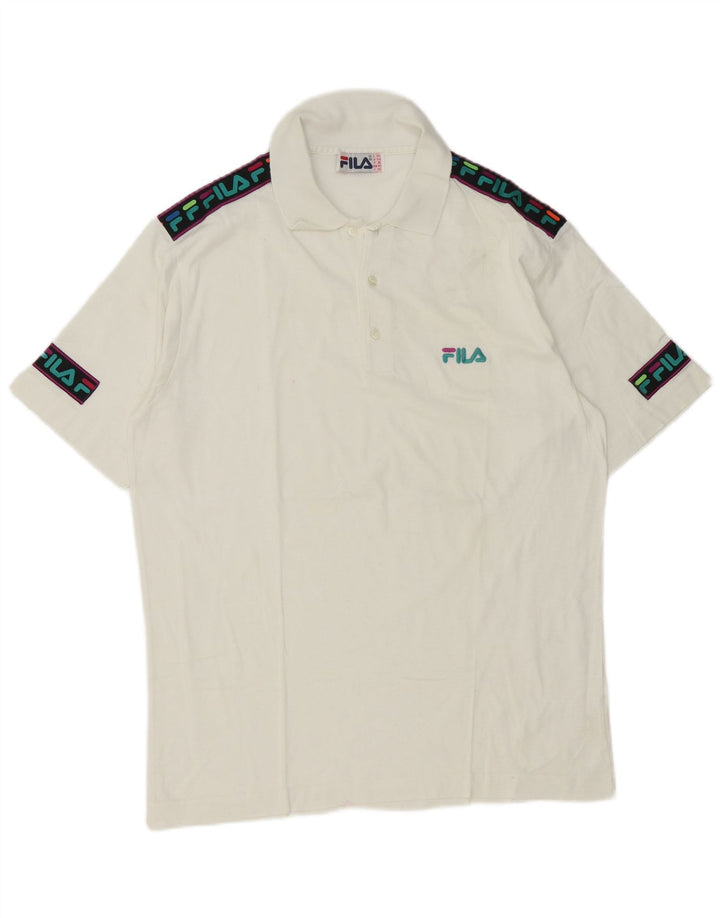 Polo grafica da uomo Fila IT 50 cotone color block bianco medio