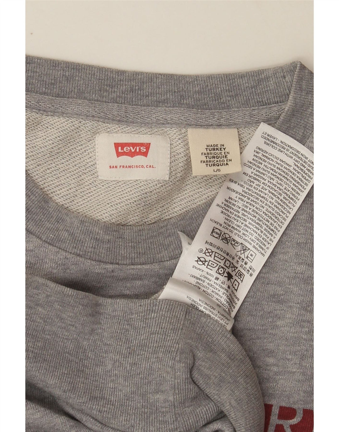LEVI'S Mens Graphic Sweatshirt Jumper Large Grey Cotton Vintage Levi's and Second-Hand Levi's from Messina Hembry 