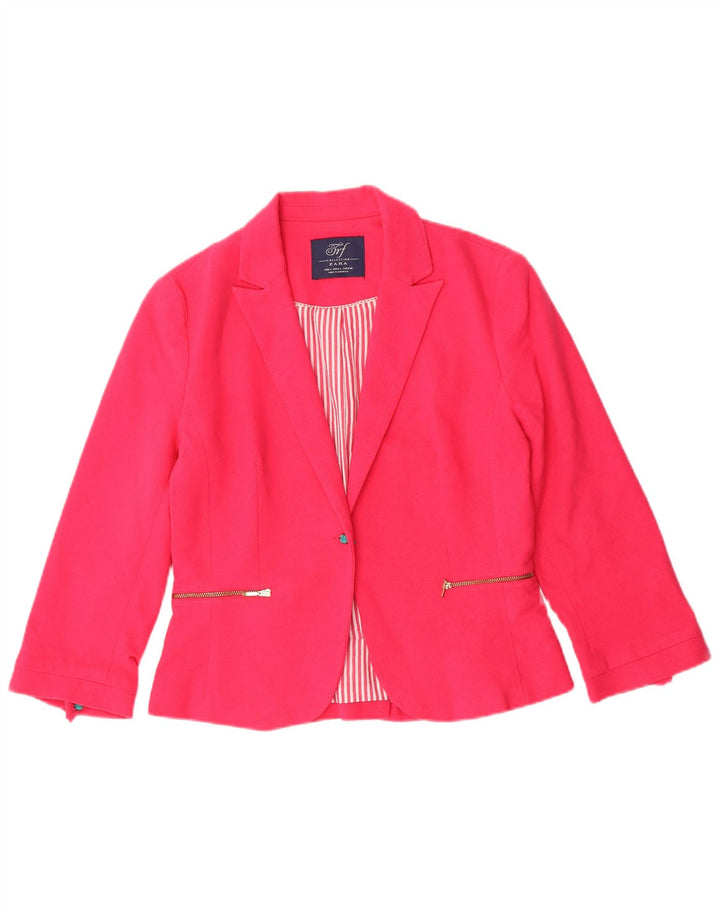 Giacca blazer corta a 1 bottone da donna Zara UK 14 grande cotone rosa