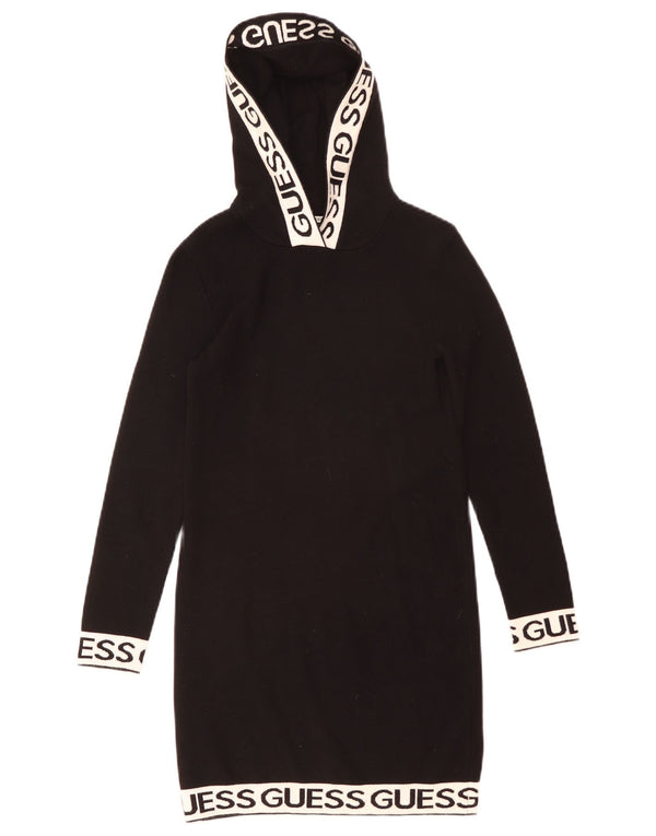 Abito maglione con cappuccio grafico per ragazze Guess 9-10 anni color block nero