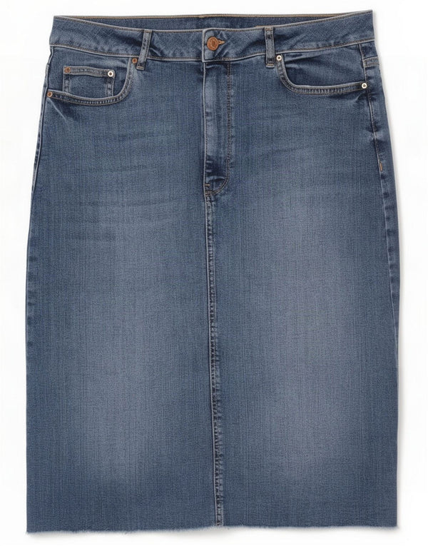Gonna di jeans da donna Marks & Spencer UK 16 Large W34 L27 Blu Cotone