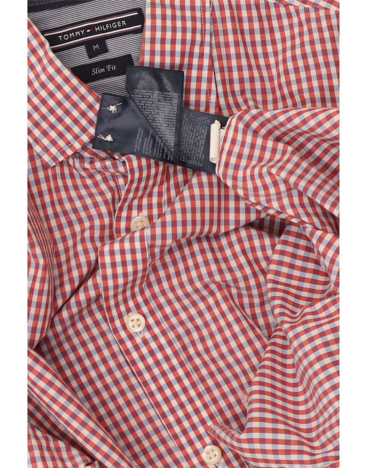 TOMMY HILFIGER Camicia slim fit da uomo in cotone a quadretti rosso medio