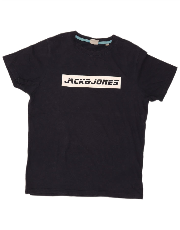 JACK & JONES T-shirt grafica da uomo in cotone medio blu navy