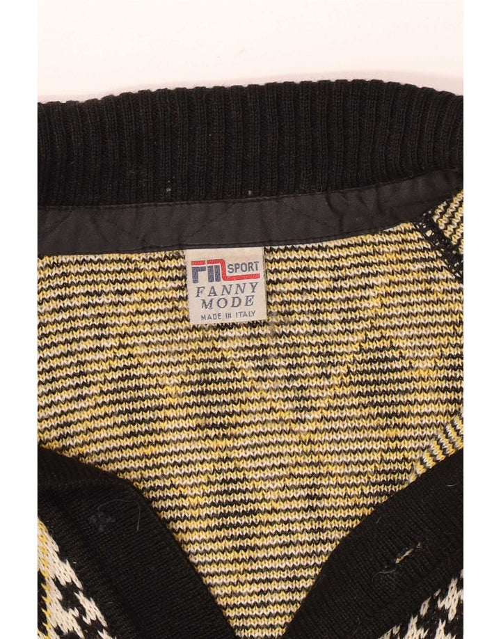 Maglione cardigan da uomo vintage grande Argyle/diamante multicolore