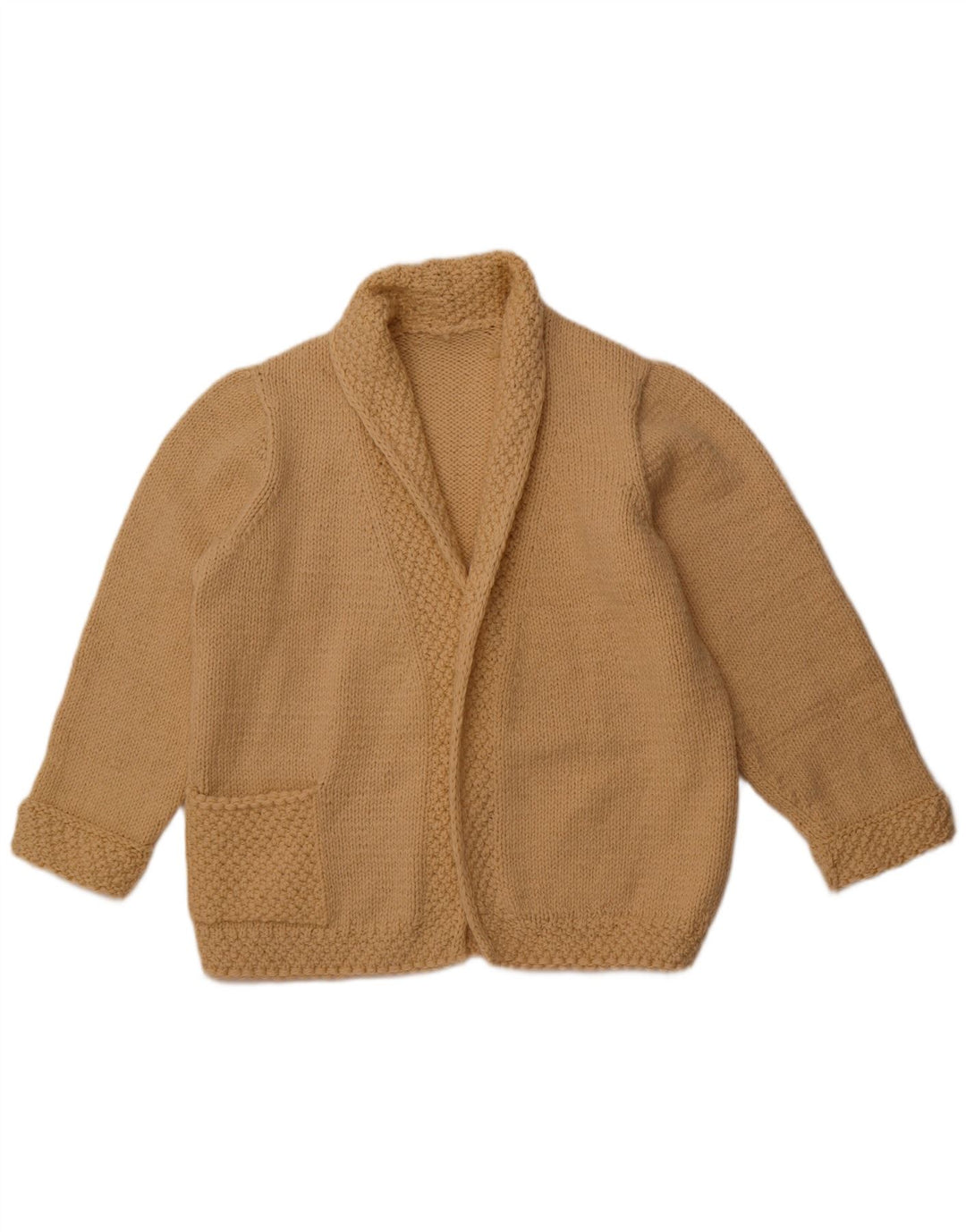 Maglione cardigan aperto da donna VINTAGE UK 16 Large Beige