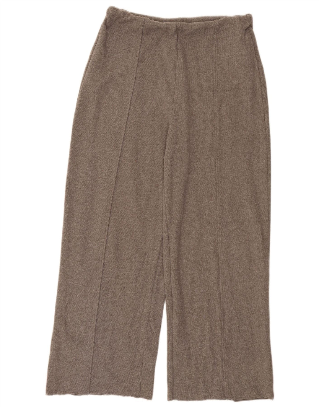 Pantaloni a gamba larga a vita alta da donna Zara UK 14 Poliestere grigio medio