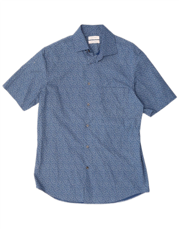 Camicia da uomo a maniche corte con vestibilità regolare Calvin Klein Blu medio geometrico