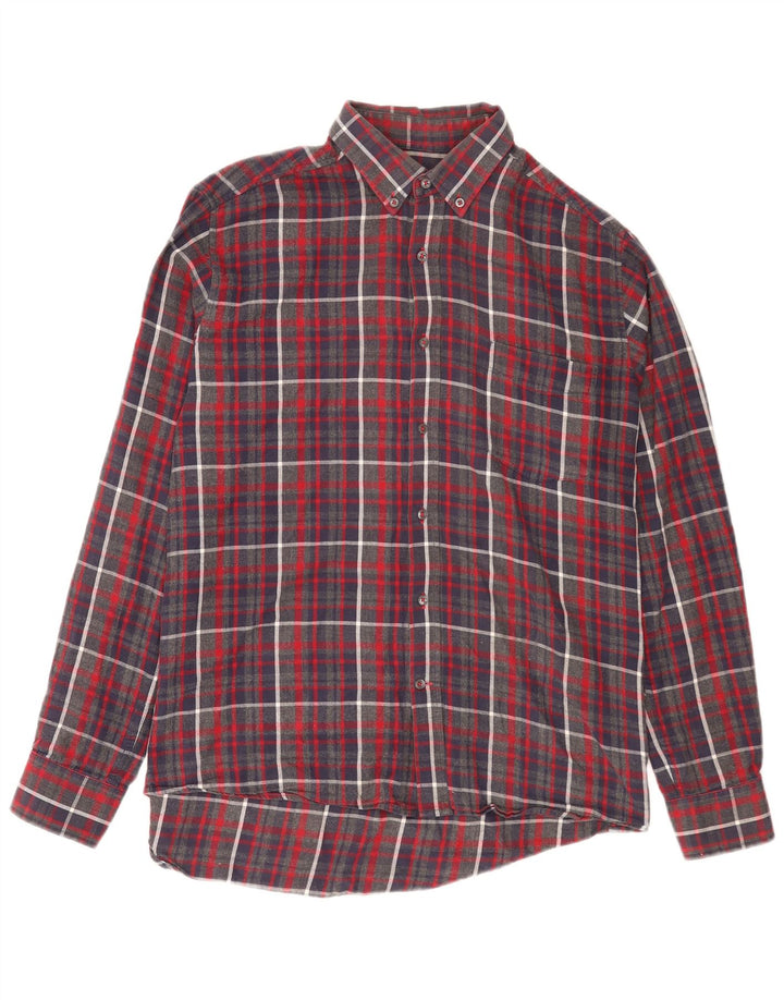 Camicia da uomo in flanella dalla vestibilità regolare di Dack in cotone scozzese rosso medio
