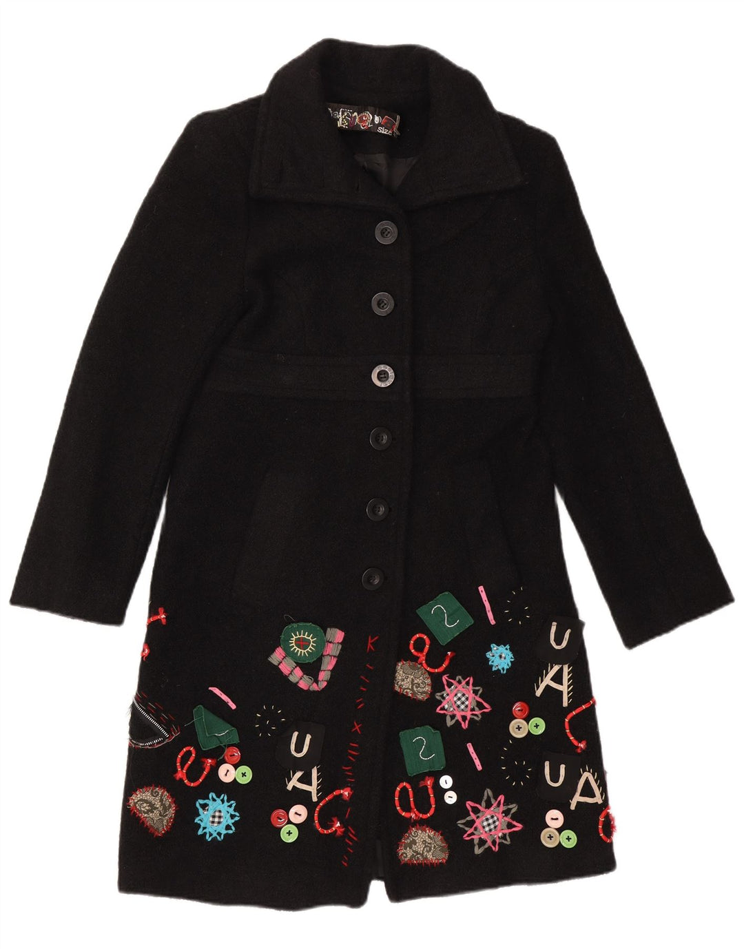 Desigual Cappotto da donna con motivo astratto EU 40 Medio Nero