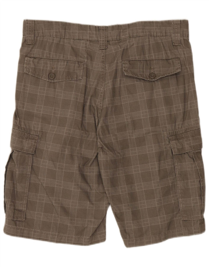 Pantaloncini cargo da uomo vintage IT 50 grandi W36 in cotone a quadri kaki