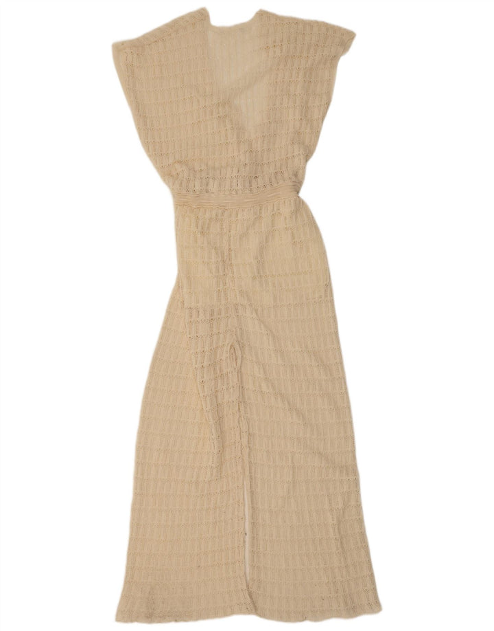 Tuta senza maniche vintage da donna UK 12 Beige medio