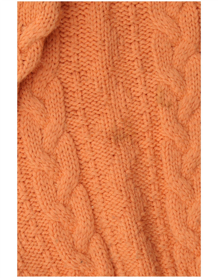 Maglione vintage da uomo con collo alto e lana Fair Isle arancione grande