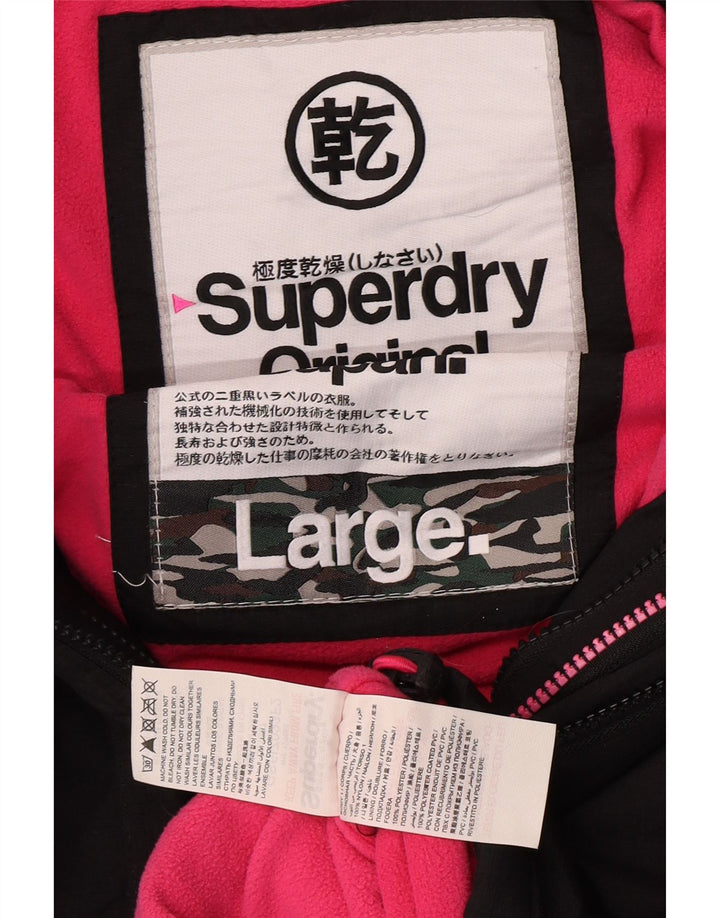Giacca a vento con cappuccio da donna Superdry UK 16 grande nylon nero