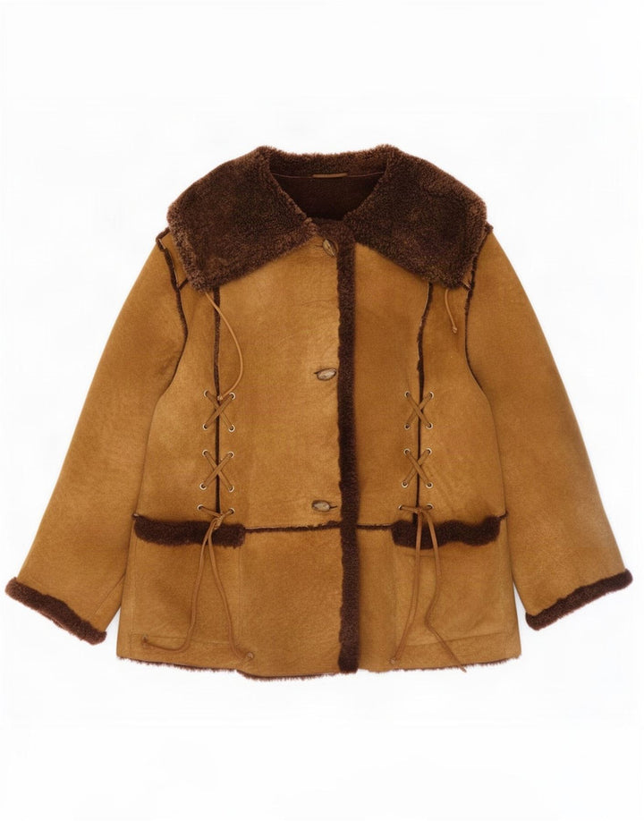 Giubbotto Shearling Donna Enrico Mandelli IT 46 Large Marrone Colorblock
