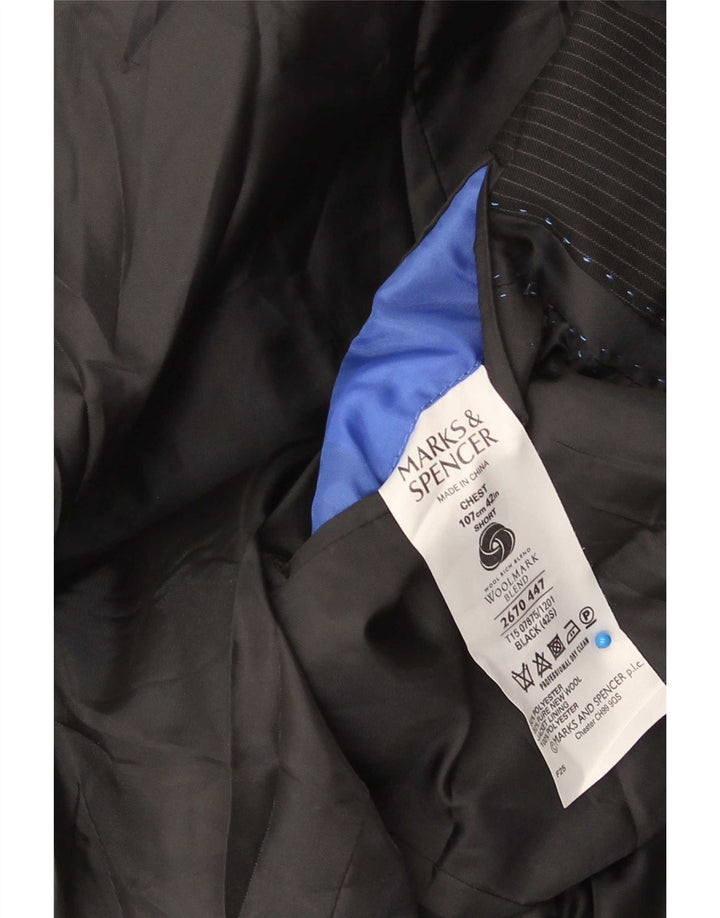 Giacca blazer a 2 bottoni da uomo Marks & Spencer taglia 42 grande gessato nero