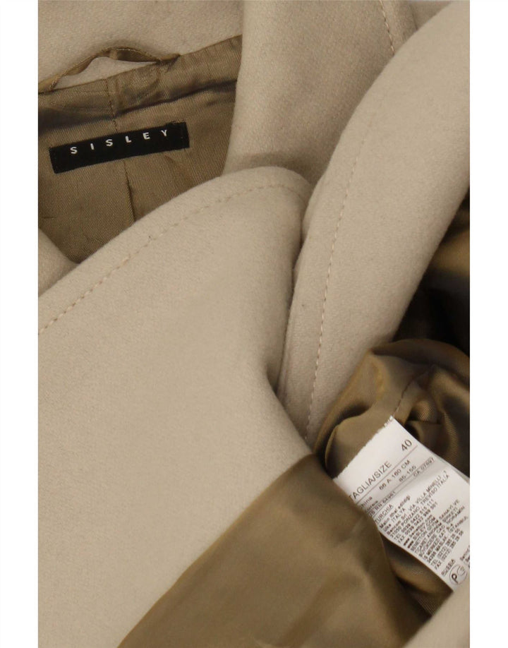 Cappotto Doppiopetto Donna Sisley IT 40 Small Beige Lana