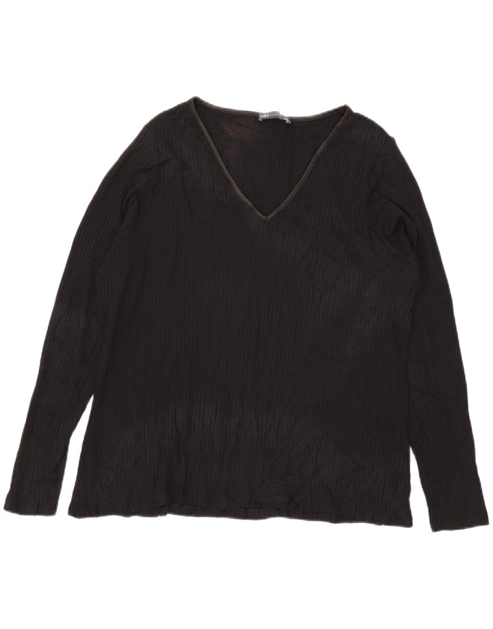 Top manica lunga da donna Marks & Spencer UK 24 4XL viscosa nera