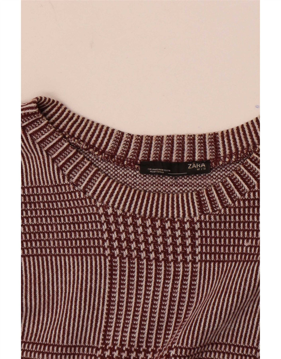 Top Zara da donna con maniche a 3/4 UK 14 a quadri bordeaux medio