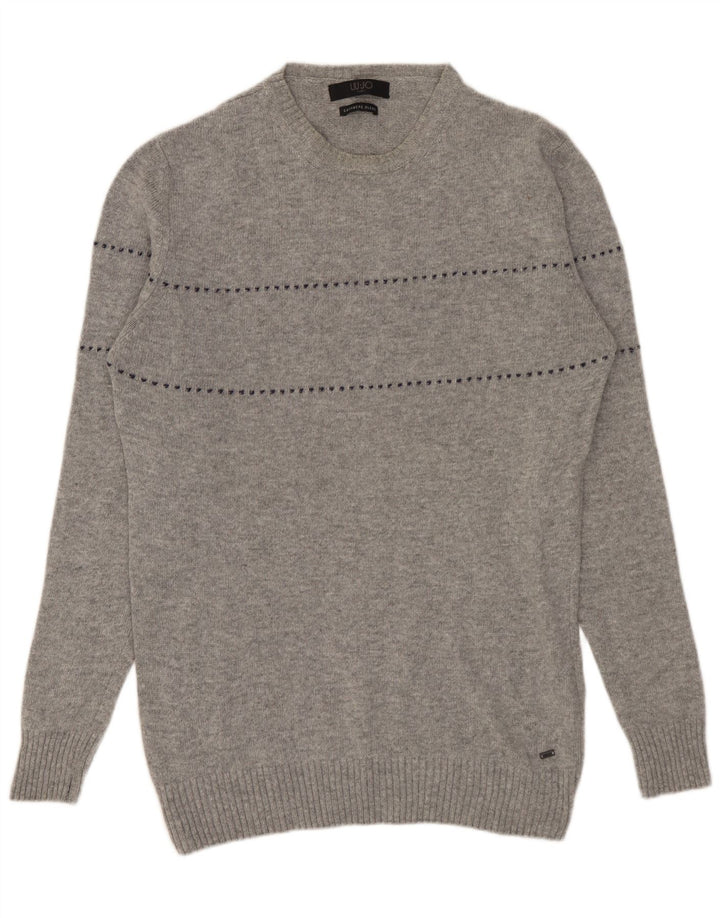 Liu Jo Uomo Maglione Girocollo Maglione Grande Lana a Righe Grigie