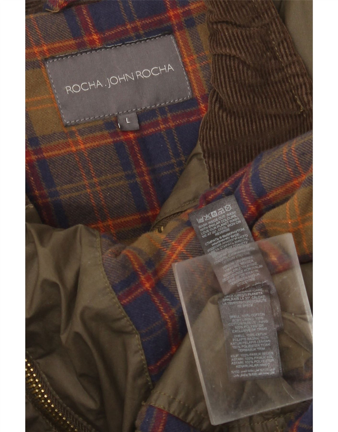 Giacca da uomo John Rocha UK 40 grande cotone kaki