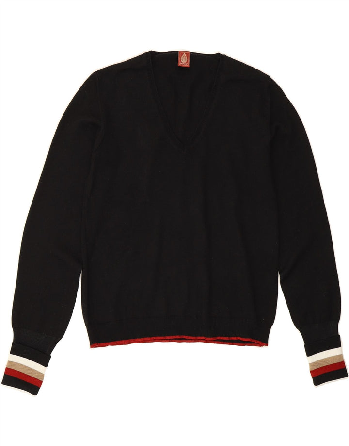 DONDUP Womens V-Neck Jumper Sweater UK 12 Medium Black Wool Vintage Dondup and Second-Hand Dondup from Messina Hembry 