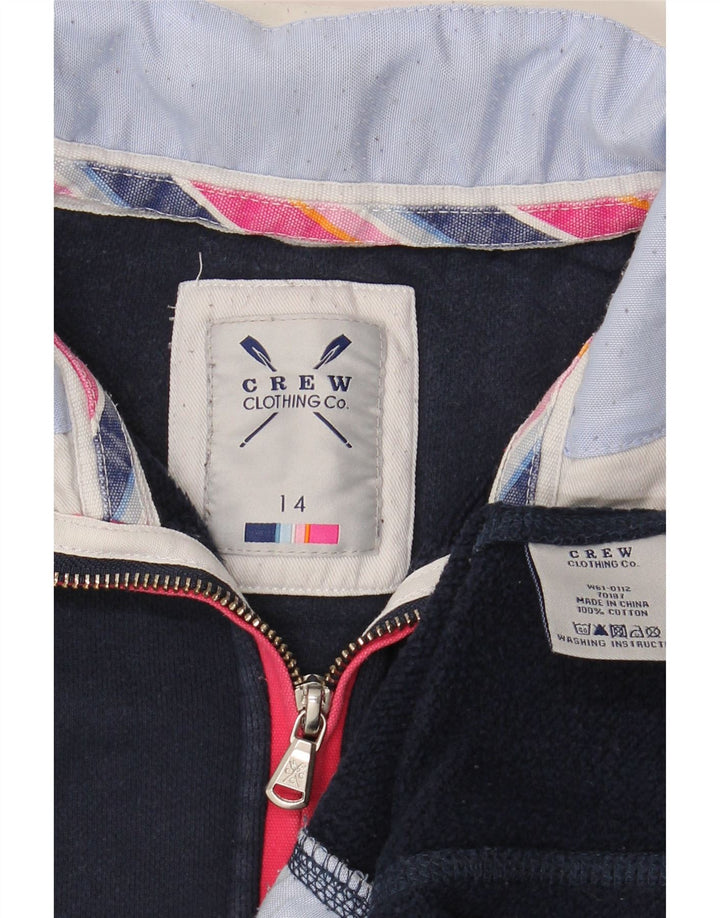 CREW CLOTHING Felpa da donna con collo con zip, maglione UK 14 grande blu navy