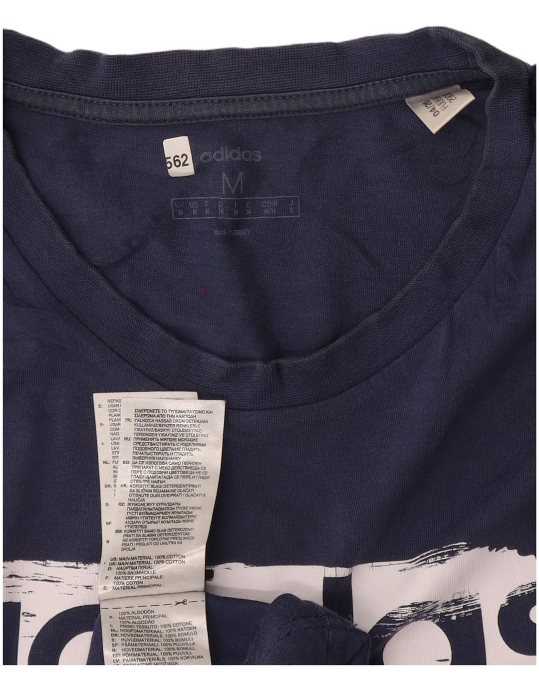T-shirt grafica da uomo Adidas Top in cotone blu navy medio