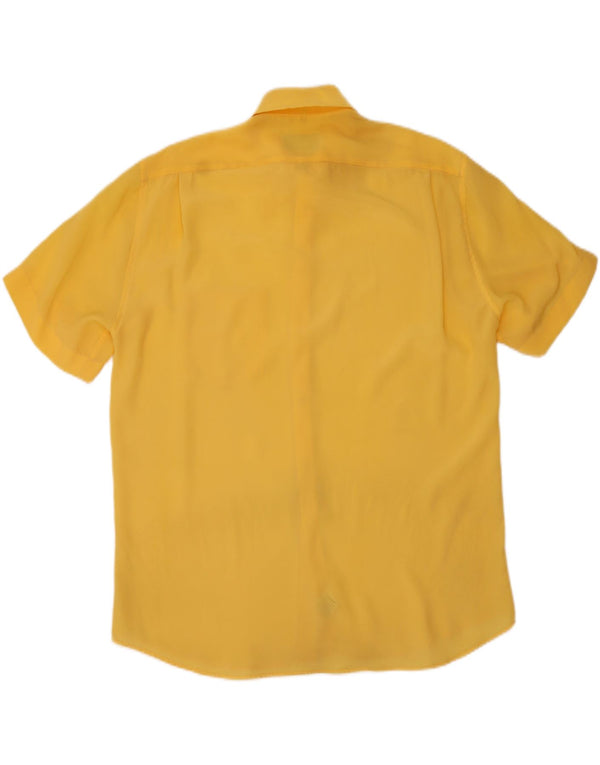 Camicia vintage da uomo a maniche corte grande poliestere giallo