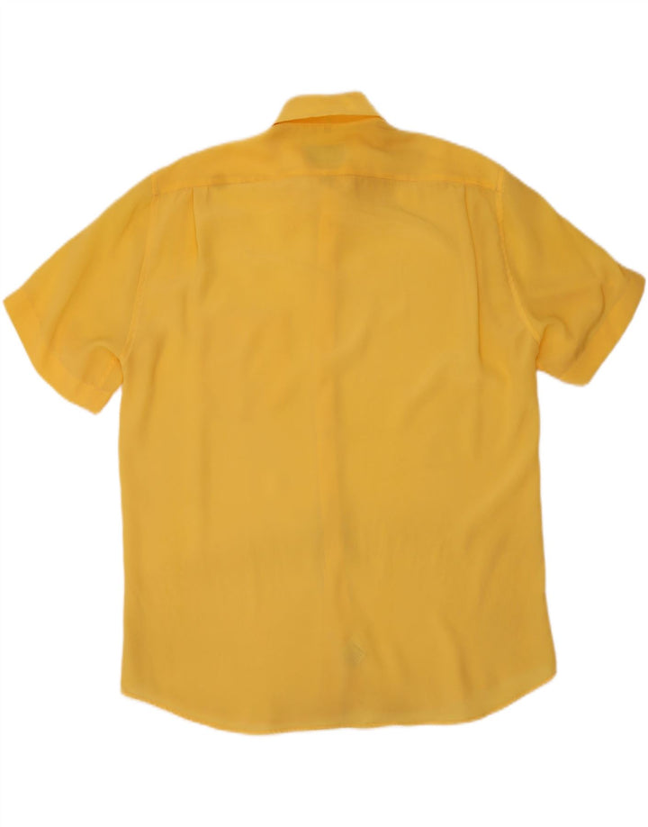 Camicia vintage da uomo a maniche corte grande poliestere giallo