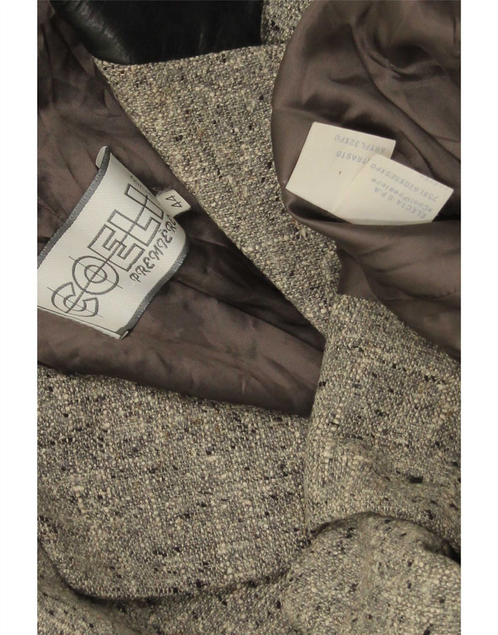 Giacca blazer vintage da donna a 3 bottoni IT 44 Lana screziata grigio medio