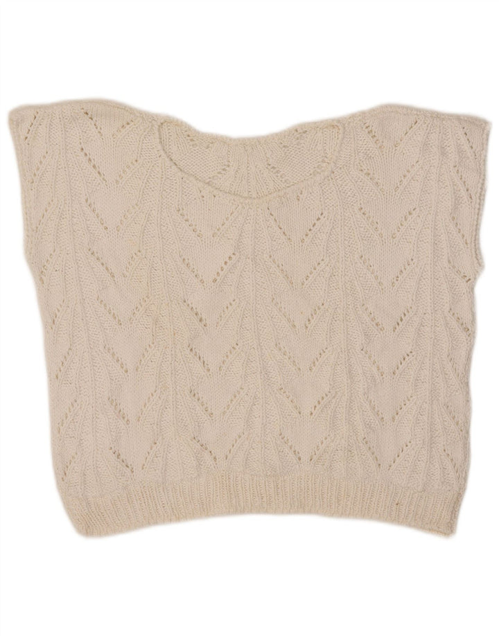 Canotta corta da donna vintage UK 12 bianca media