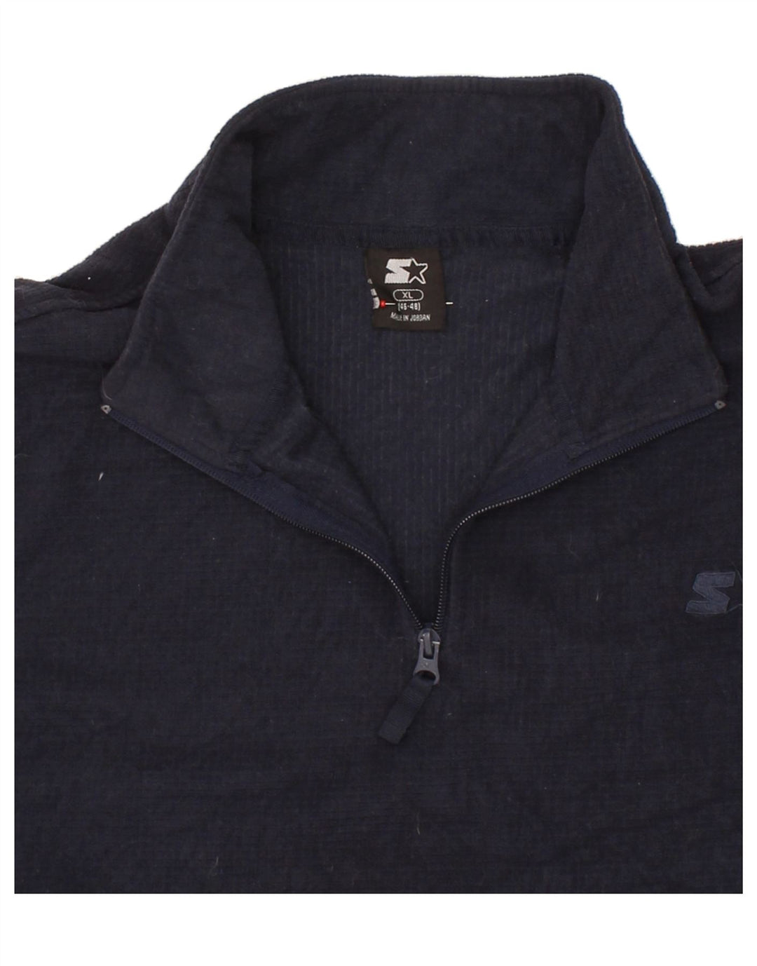 STARTER Mens Zip Neck Fleece Jumper XL Navy Blue Polyester Vintage Starter and Second-Hand Starter from Messina Hembry 
