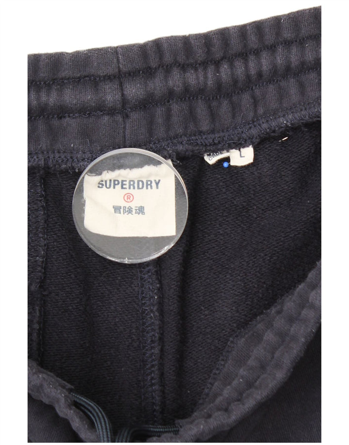 SUPERDRY Mens Sport Shorts Large  Navy Blue Cotton