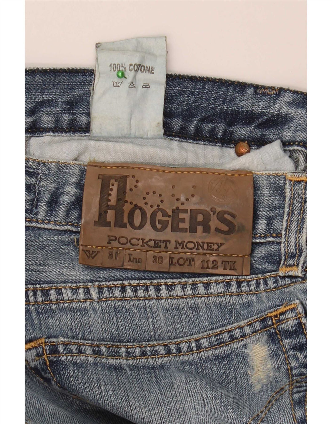 Jeans slim invecchiati da uomo Roy Rogers W31 L34 cotone blu
