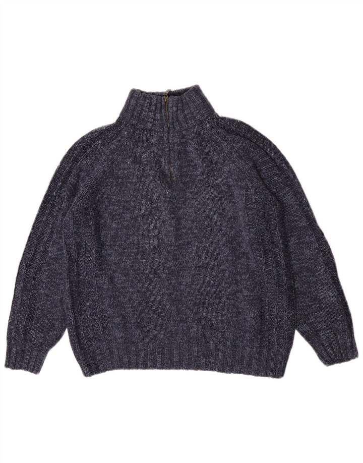 Maglione da uomo Marks & Spencer con zip e collo medio blu navy screziato