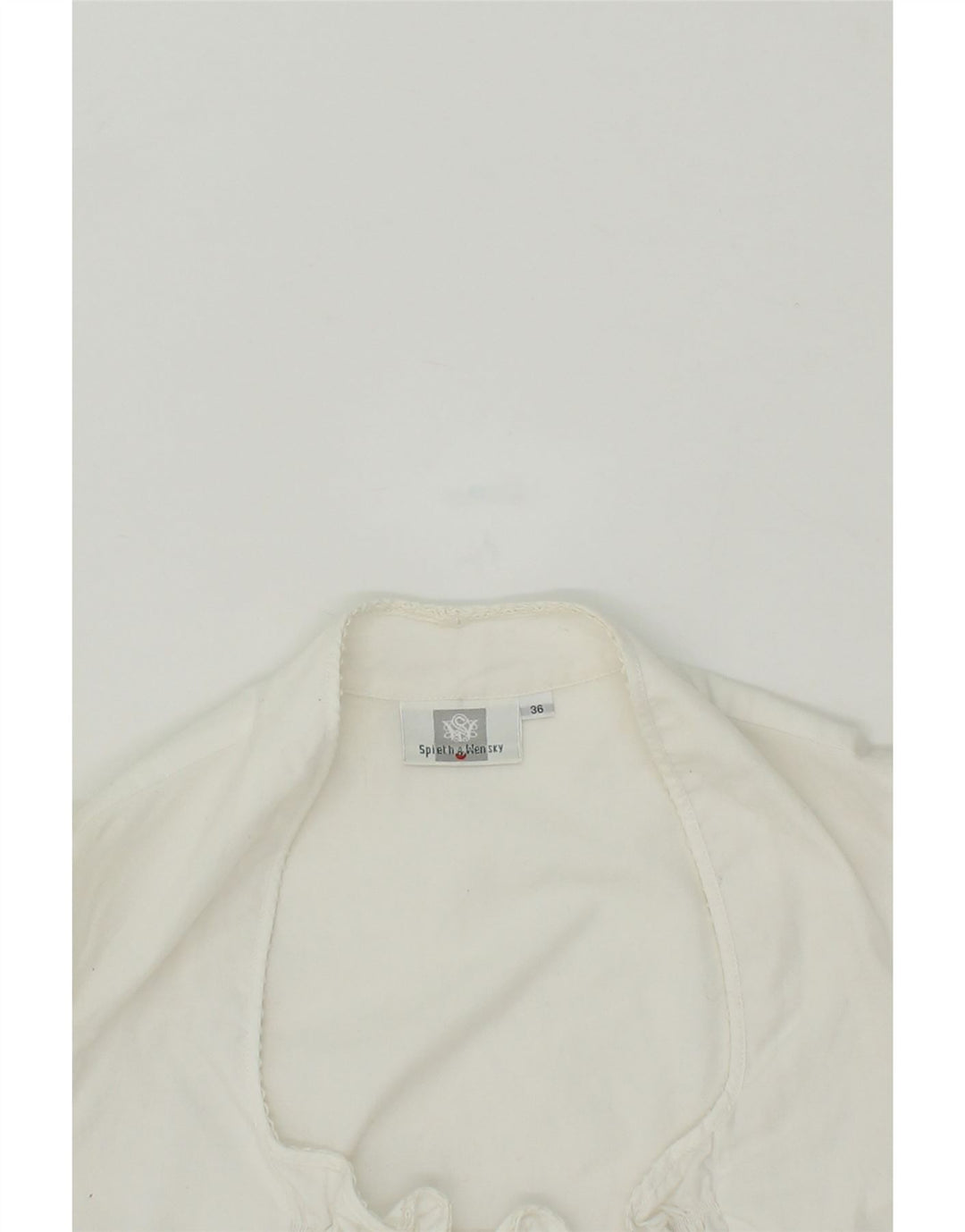 SPIETH & WENSKY Womens Crop Blouse Top EU 36 Small White Polyester Vintage Spieth & Wensky and Second-Hand Spieth & Wensky from Messina Hembry 