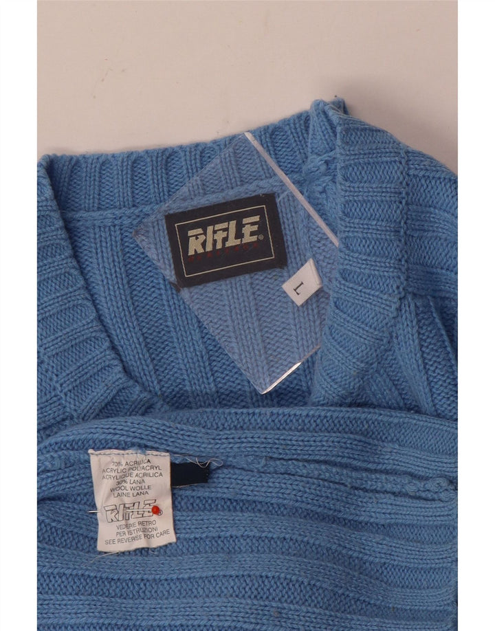 Maglione girocollo da uomo Rifle, maglione grande in acrilico blu