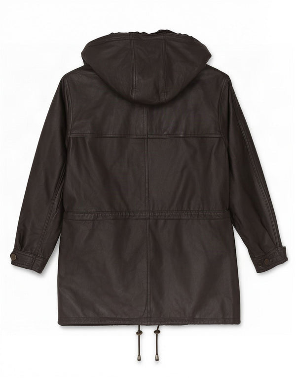 Cappotto oversize in pelle con cappuccio da donna Jones New York UK 10 piccolo nero