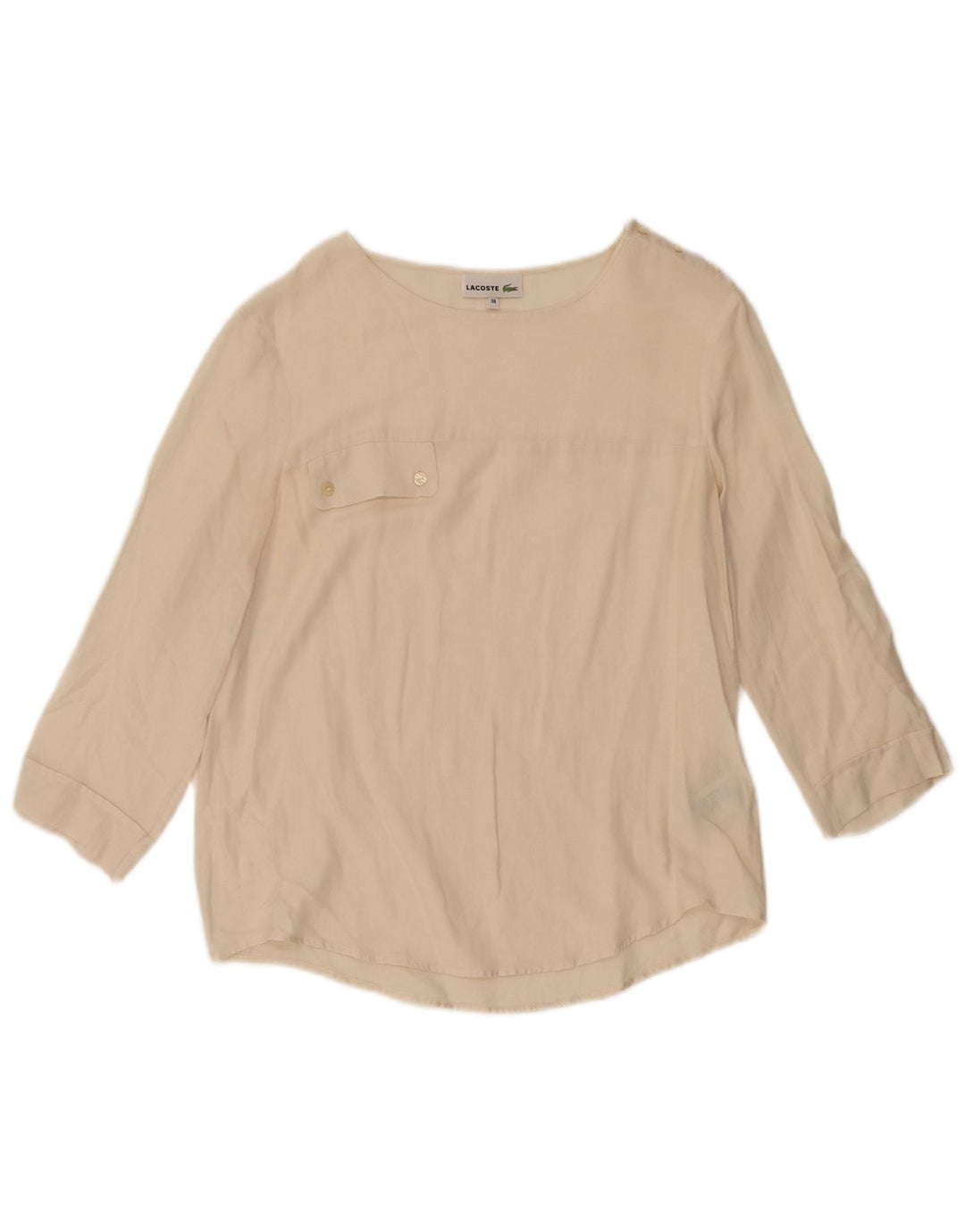 Camicetta da donna con maniche a 3/4 Lacoste taglia 38 media cotone bianco sporco