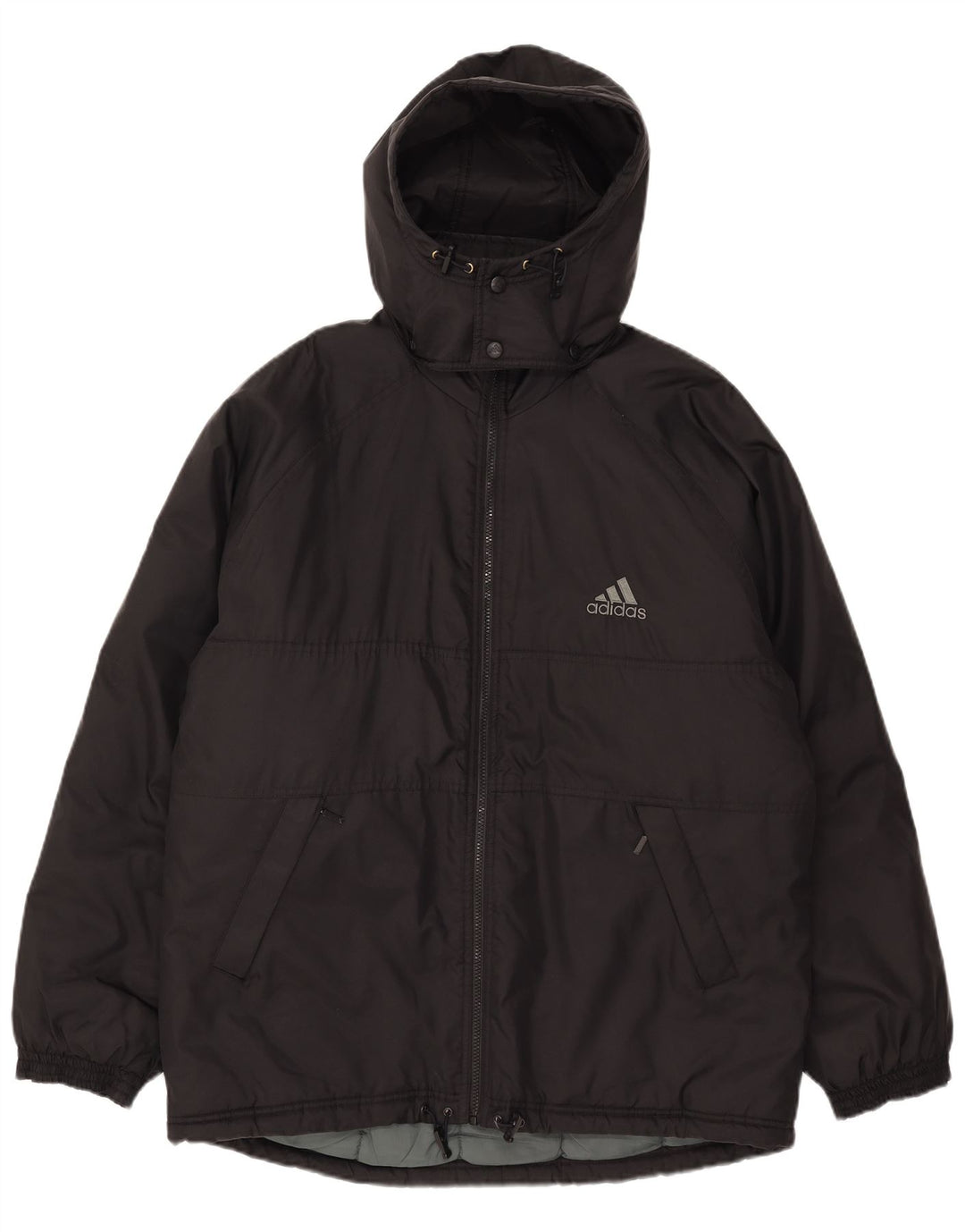 Giacca imbottita con cappuccio grafico da uomo Adidas UK 38/40 medio poliestere nero