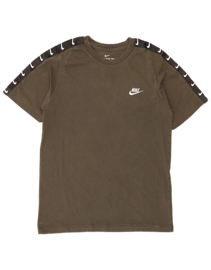 T-shirt grafica da uomo NIKE Top Small in cotone color block kaki