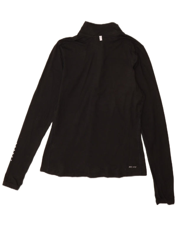 Top della tuta da ginnastica Nike Dri Fit con collo e zip da donna, UK 10, piccola, nera