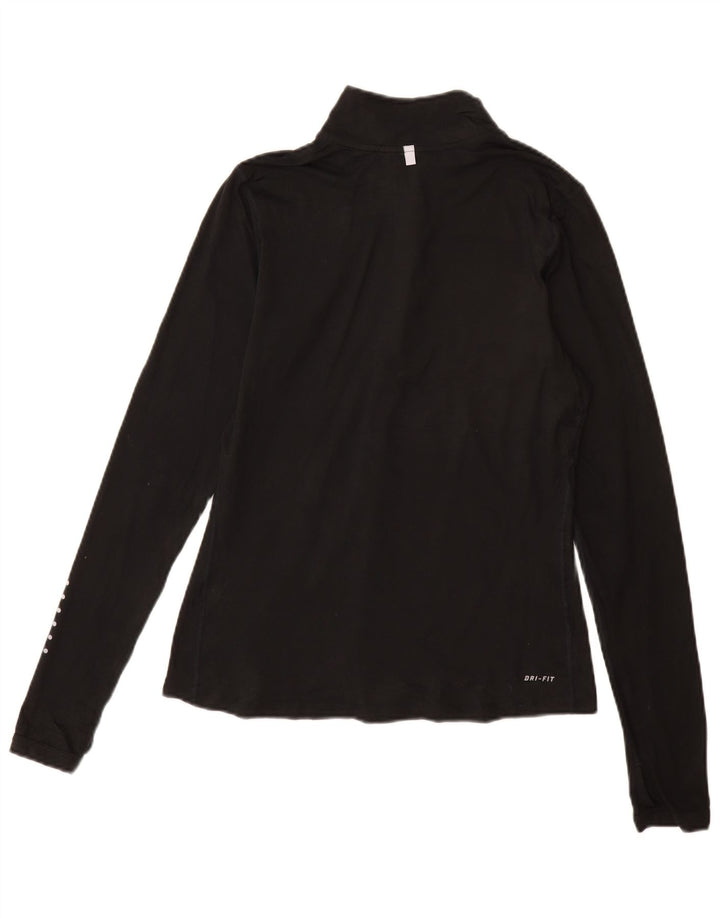 Top della tuta da ginnastica Nike Dri Fit con collo e zip da donna, UK 10, piccola, nera