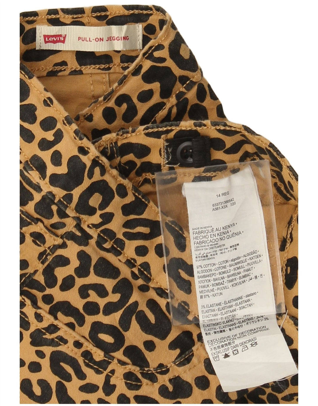 Pantaloni casual Jeggins per ragazze LEVI'S 13-14 anni Cotone beige con stampa animalier