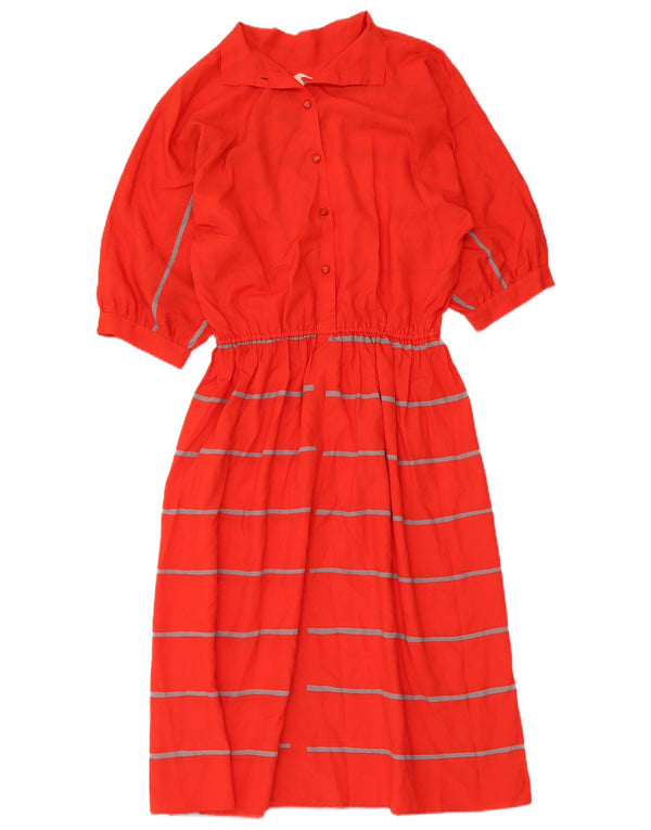 Abito maxi grafico da donna vintage UK 12 a righe rosse medie