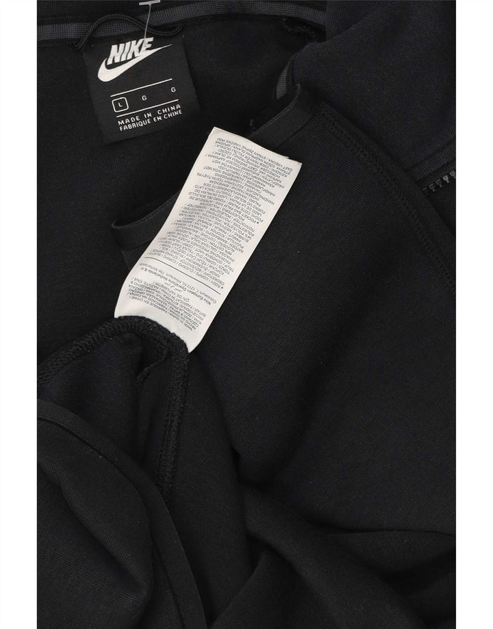 Felpa con cappuccio e zip Nike da uomo, grande, in cotone nero