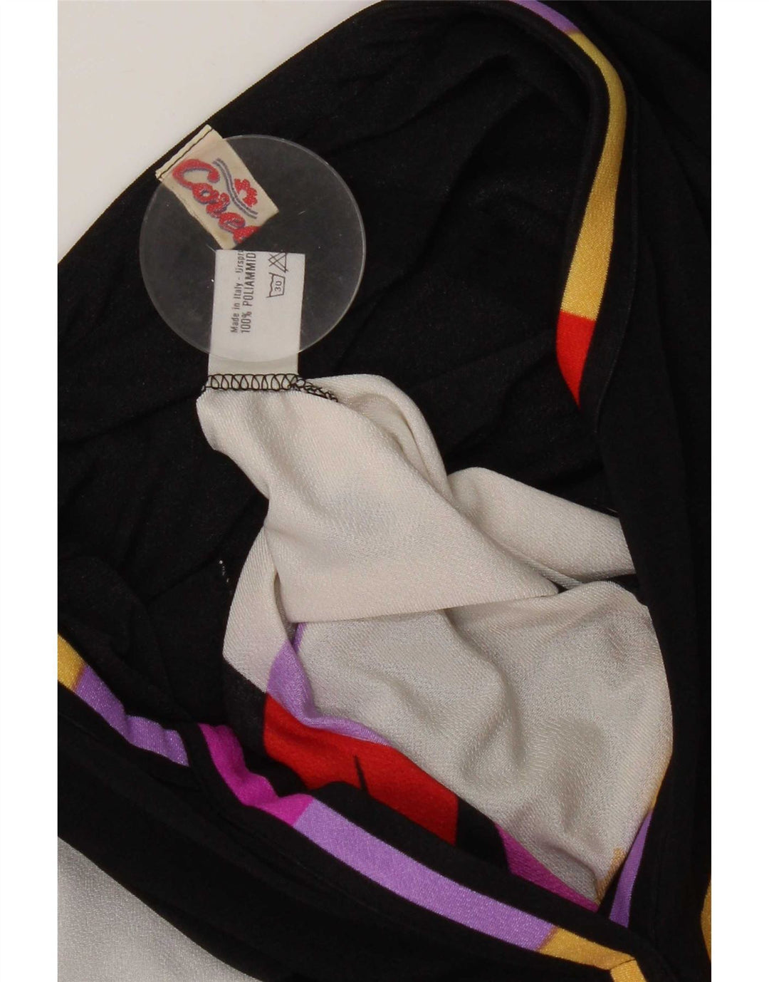 Abito lungo da donna vintage IT 46 grande poliammide floreale nero