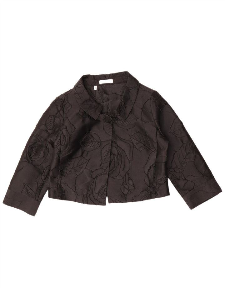 Naracamicie Bolero da donna con maniche a 3/4 Top UK 8 Piccolo poliestere floreale nero